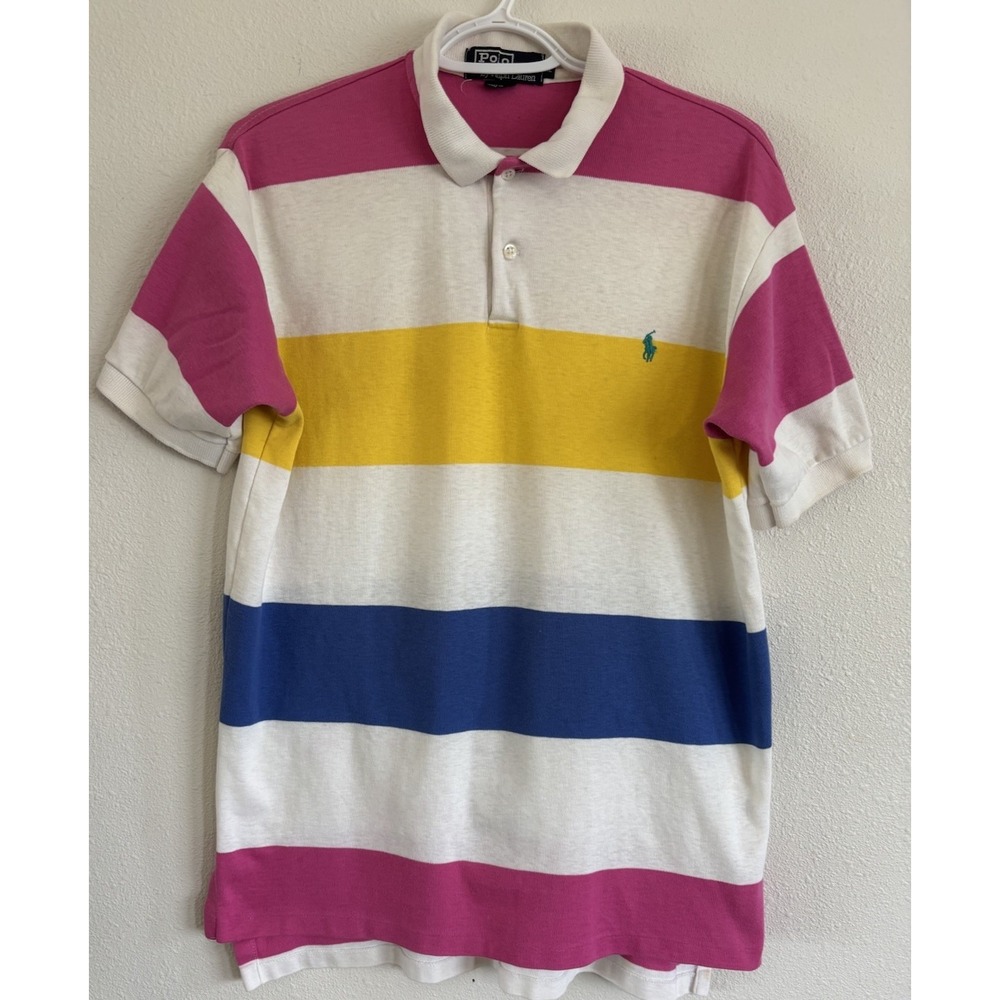 Vintage Polo Ralph Lauren Colorblock Stripe Rugby Polo Shirt XL USA